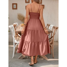 Elegant Mint Green Ruched Spaghetti Strap Maxi Dress for Women - Sleeveless, Cinched Waist, Flowy Vacation Style, Perfect for Spring/Summer, Spaghetti Suspender Dress