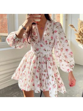 Women's Elegant Lace V-Neck Short Dress with Fitted Bodice & Flared - Mid-Length Wedding Guest Dress, Prom Dress, Special Occasion Outfit - Machine Washable (No underwire for)