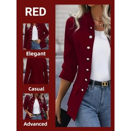 Women's Slim-Fit Blazer Jacket - Tailored X-Line Pure Color Button Front Closure, Elegant Office to Party Outerwear for Fall/Winter, Machine Washable (Black) | Bestseller for work, Halloween & Black Friday | Elegant Special Line