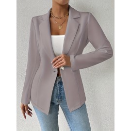 Women'S Elegant Oversized Tailored Blazer Jacket - Solid Color Winter Warmth Long Sleeve Single-Breasted Button Front Closure, Structured Loose Fit Casual to Formal Coat for Office, Business & Casual Attire - Versatile All-Season Outerwear (Autumn/W