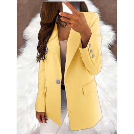 Women's Maternity Blazer Coat - Slim Suit Jacket with Single Button Lapel Collar, Front Opening Mechanism & Machine Washable - Solid Color Office Workwear for Pregnancy, All-Season Formal & Everyday Outerwear (Loose Fit Blazer, OL Suit)