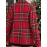 Women'S Elegant Red & Plaid Long Sleeve Jacket - Loose Fit Tailored Coat with Piping Trim, Structured Collar & Cuff Details, Belted Waist for Fall Winter Spring, Casual to Formal Outfits (No Button Closure, Open Front) - Versatile Outerwear for Ever
