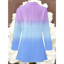 Women's Loose-Fit Full-Length Cardigan Jacket with Front Button Closure - Long Sleeve Blouse for work, Business & Casual Outfits | Single-Breasted Coat (Machine Washable Outerwear, OL Suit Essential)