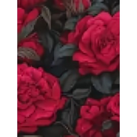 Women'S Gothic Floral & Skull Print Blouse - Red Roses & Skulls on Red Background, All-Season Casual Shirt with Collar & Button Front, Non-stretch Fabric For Halloween, Parties, Everyday Outfits - Women'S Clothing, Halloween Clothes, Party Attire