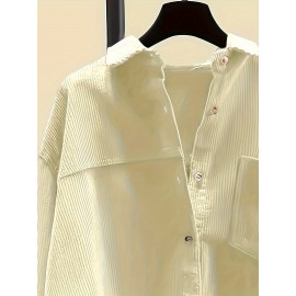 Women's Corduroy Shirt, Everyday Shirt, Layering Piece, Relaxed Fit, Buttonup Shirt, Hand Wash Only, Breathable Material, Long Sleeve Shirt, Buttondown Top, Women's Fashion, Office Casual