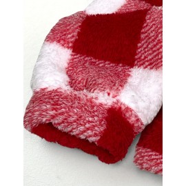 Women'S Plaid Fleece Coat - Mustard-Yellow & Checkered Winter Warmth, Soft Plush Jacket with Full-Zip Front Closure, Cozy Casual Outerwear for Fall & Winter, Winter Clothing, Fall Fashion, Stylish Outerwear, Fashion Lovers