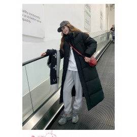 New Women'S Medium-Long -Padded Coat | Stylish Letter-Patterned Thickened Outerwear, Casual Style with Long Sleeves.