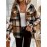 Women's Retro Plaid -Lined Hooded Jacket - Soft Brushed Polyester Button-Front Coat, Cozy Winter Outerwear for Fall & Winter, Casual Elegant Blazer (Single-Breasted Button Closure)