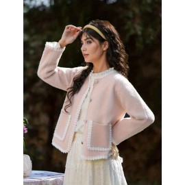 Women's Elegant Solid Color Winter Jacket - Single-Breasted Button Front Coat with Pockets, H-Line Silhouette, Long Sleeve Warm Outerwear for Fall & Winter, Casual or Dressy Occasions