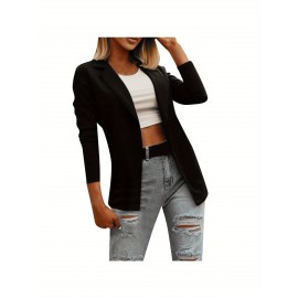 Women'S Slim Fit Solid Color Blazer - Chic Long Sleeve Single-Button Jacket, Lightweight All-Season Versatile Office & Casual Wear, Versatile Fashion | Chic Blazer | Lightweight Jacket