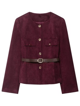 Women'S Belted Blazer | Round Neck Long Sleeve Jacket for Fall Office Wear, Chic, Single Breasted, Regular Fit