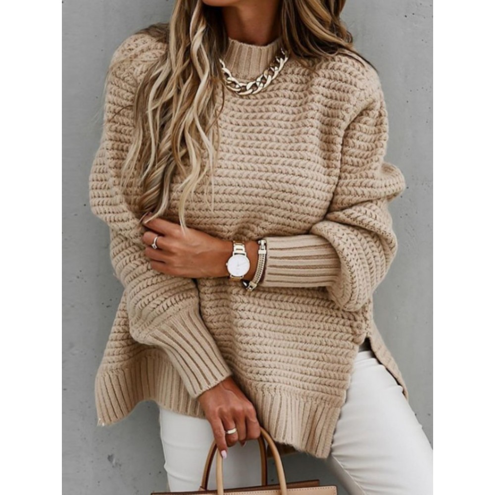 Women'S Oversized Grey Sweater - Soft High Neck Winter Warmth, All-Season Cozy Pullover, Trendy Casual & Formal Wear, Versatile Layering Piece for Everyday Outfits (No Bulk, Durable & Comfortable)