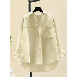 Women's Corduroy Shirt, Everyday Shirt, Layering Piece, Relaxed Fit, Buttonup Shirt, Hand Wash Only, Breathable Material, Long Sleeve Shirt, Buttondown Top, Women's Fashion, Office Casual