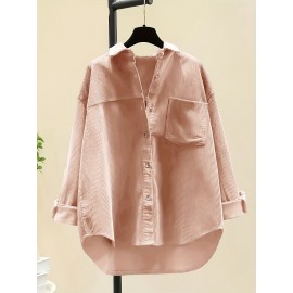 Women's Corduroy Shirt, Everyday Shirt, Layering Piece, Relaxed Fit, Buttonup Shirt, Hand Wash Only, Breathable Material, Long Sleeve Shirt, Buttondown Top, Women's Fashion, Office Casual