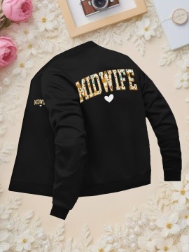 Women'S Red Midwife Graphic Zip-Up Jacket - Casual Long Sleeve Outerwear with 